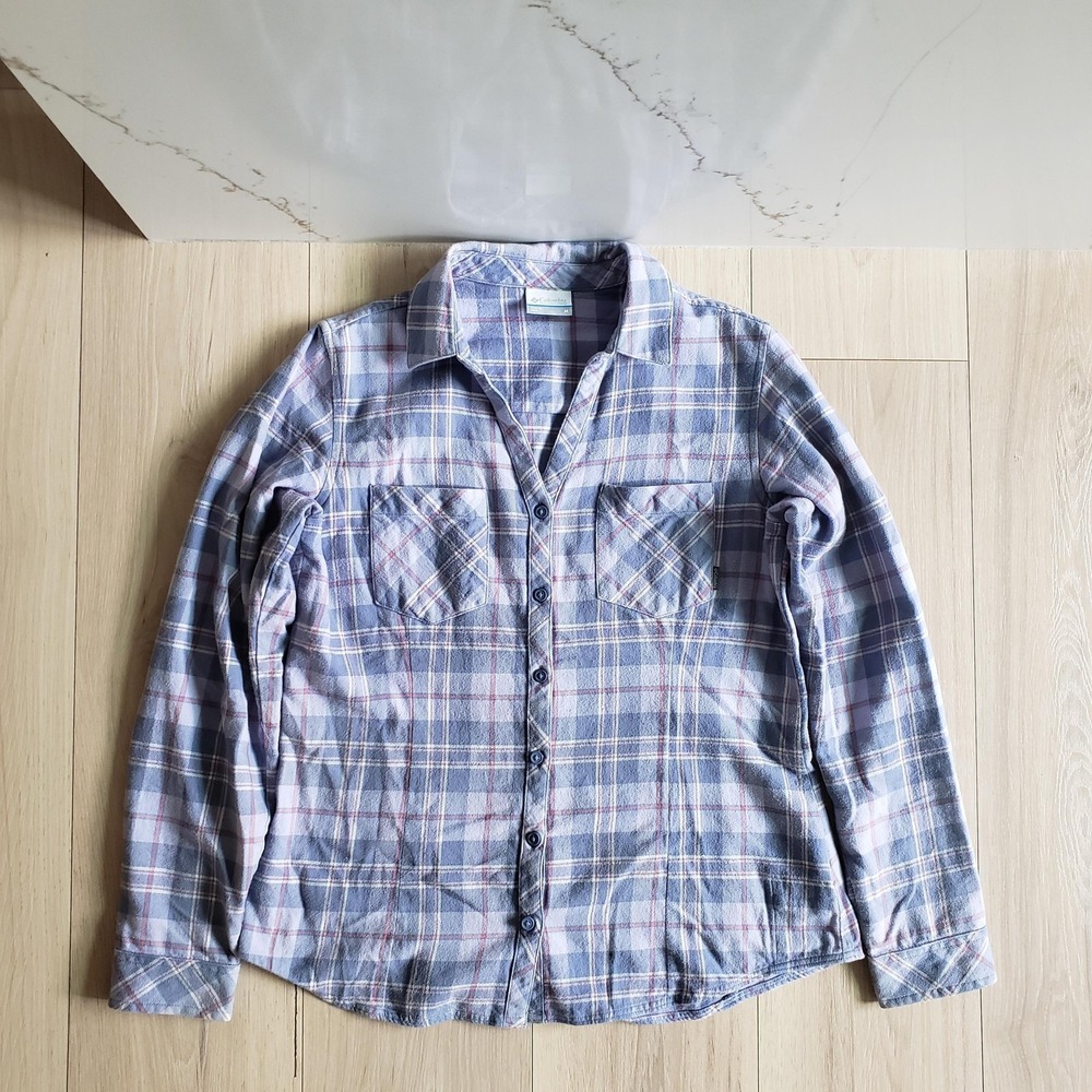 Columbia Shirt Womens M Plaid Button Up Long Sleeve Flannel‎ Casual Outdoor